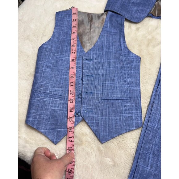 Marvelous Kids Boys Suit Set 3-Piece With Jacket Vest & Pants Size 6 Blue Plaid - Picture 14 of 15